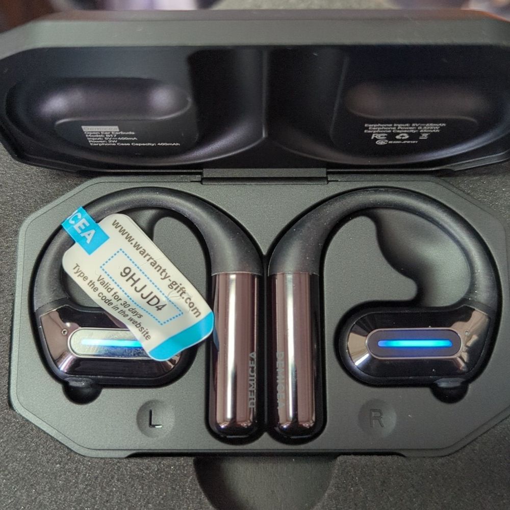 Demicea Wireless Bone Conduction Earbuds with Charging Case Over The Ear